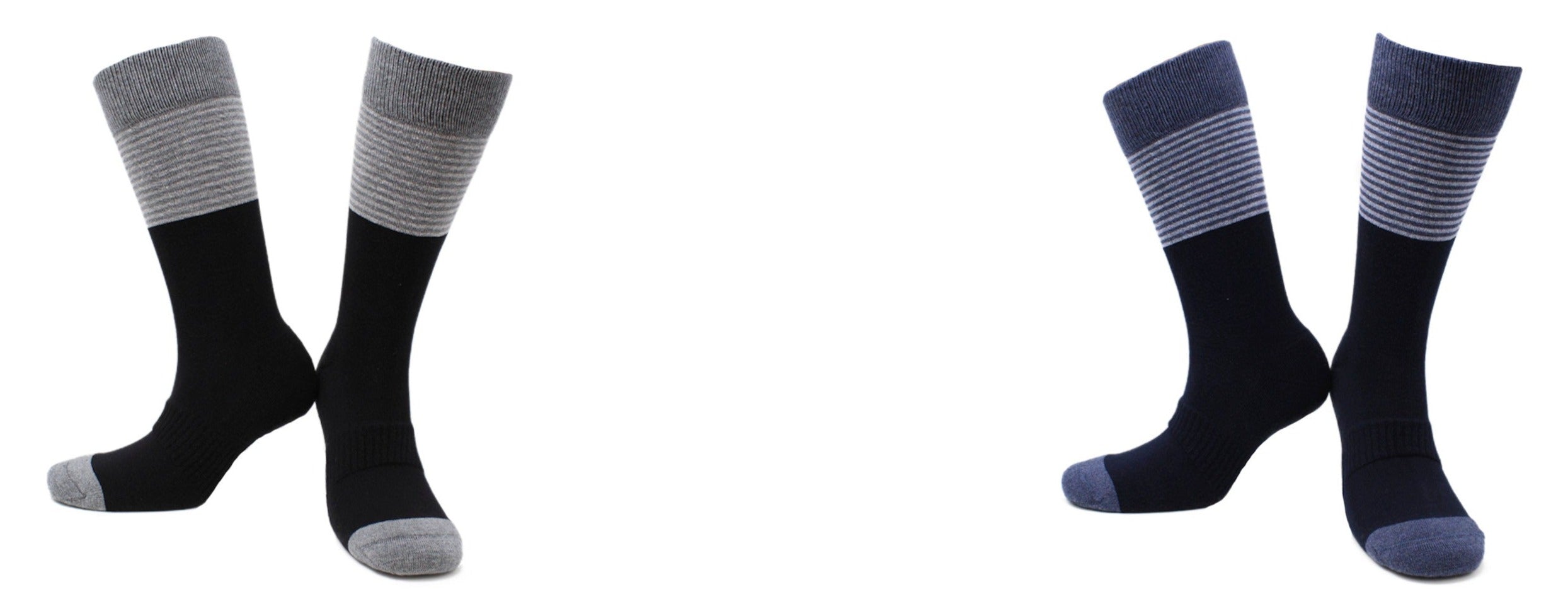 Chaussettes Total Confort Coton Écologique - Noir, Bleu Marine (2 paires)