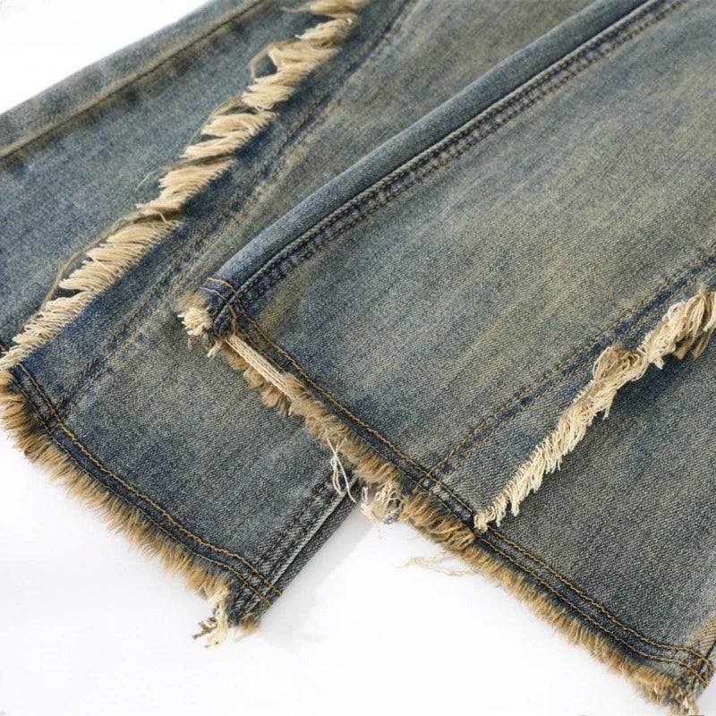 🔥 Jean Baggy Femme Taille Haute – Flare & Coupe Droite 👖 Effet Effiloché Vintage & Style Streetwear 💥