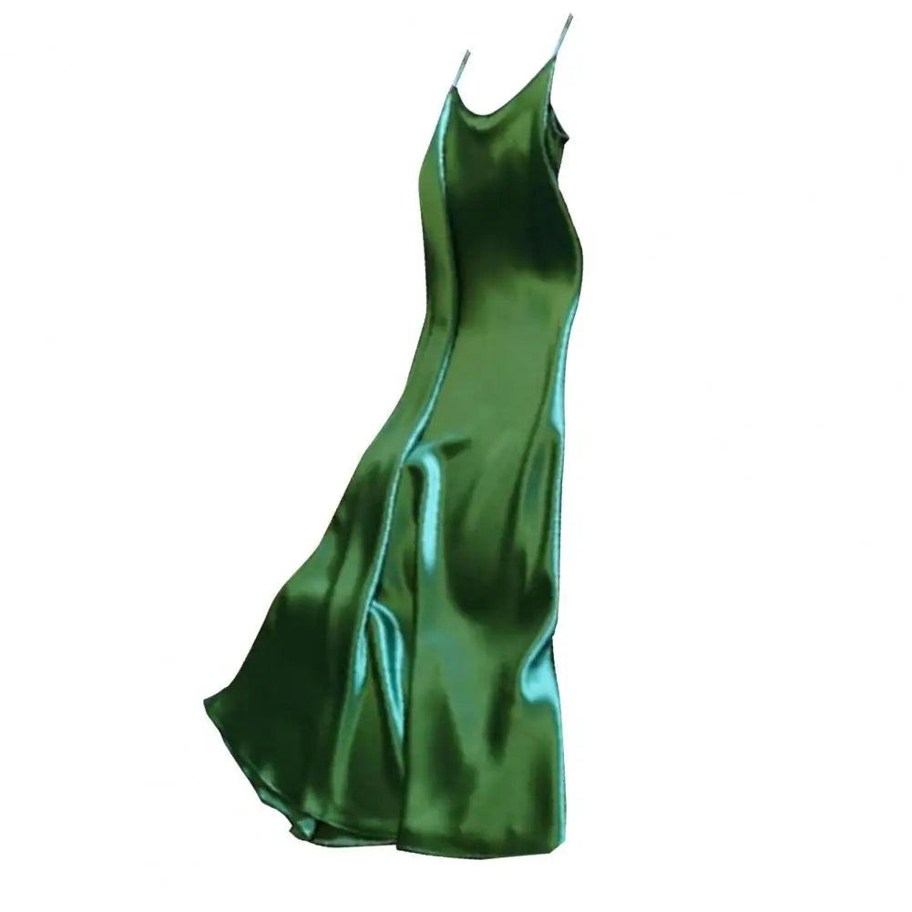 Robe d’été satinée à bretelles – Élégance légère à col en V 💃☀️