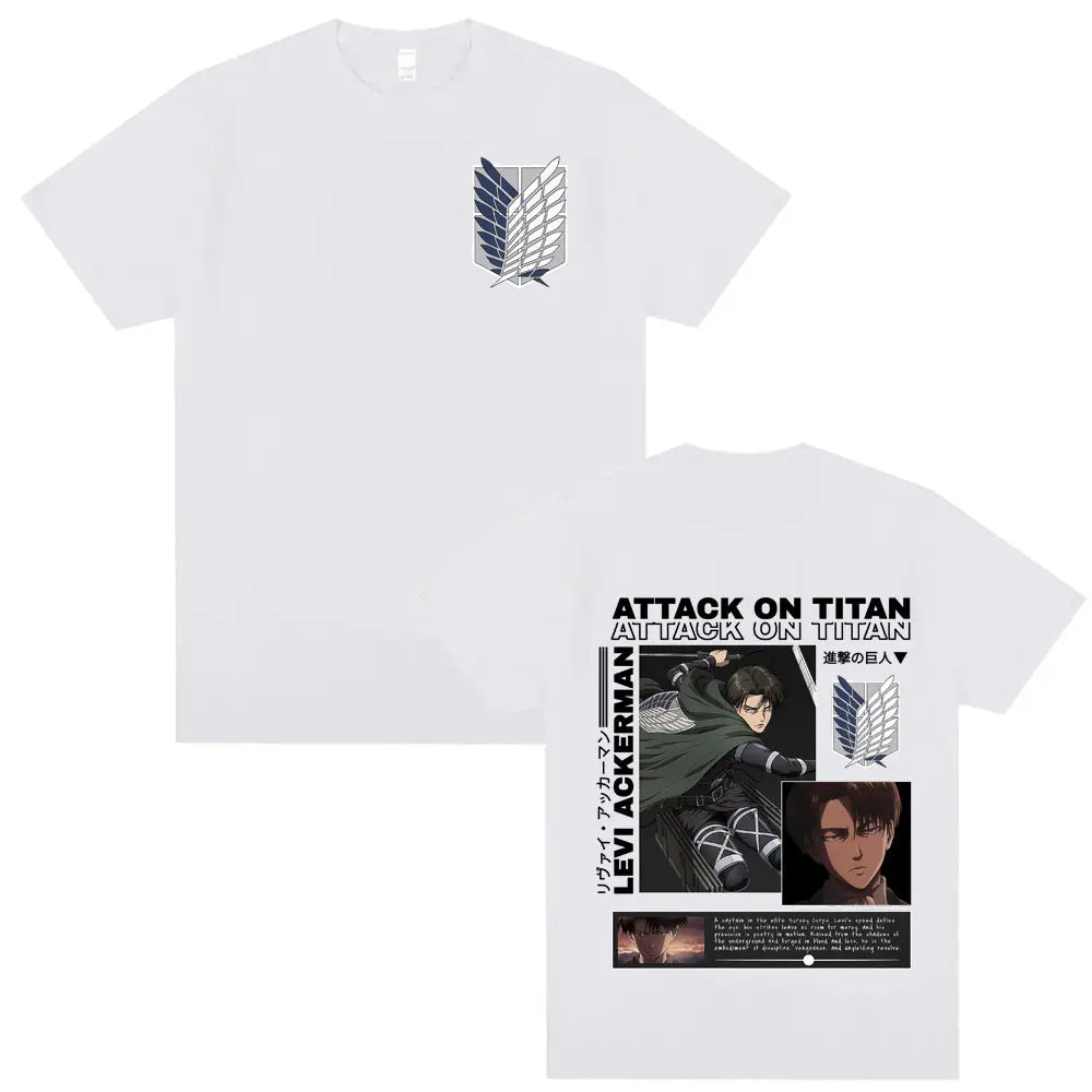 ⚔️ T-shirt Vintage Délavé Levi Ackerman – Attaque des Titans 🖤🔥